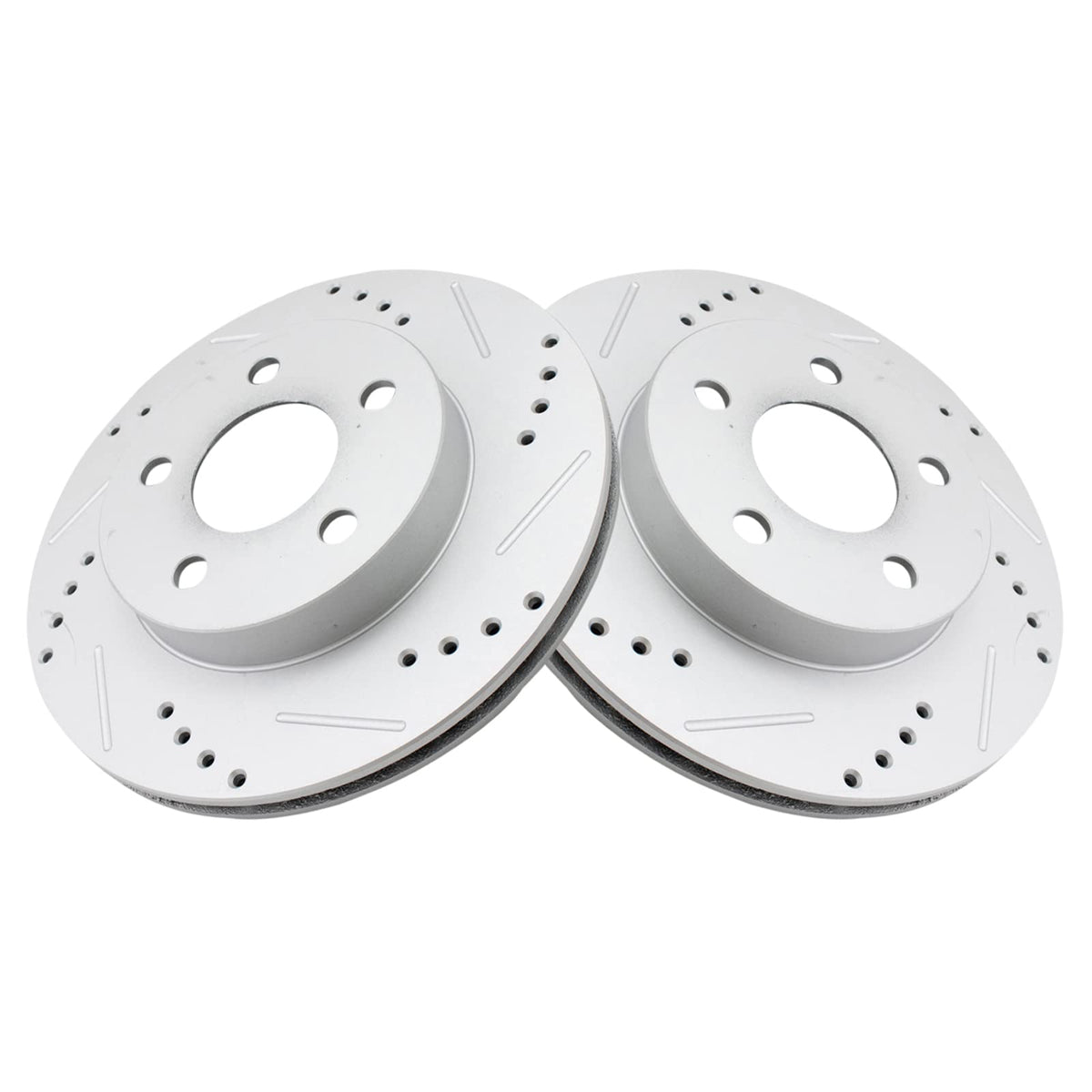 Trq Rear Performance Brake Rotors Set Premium G-Coated Cross Drilled & Slotted Compatible With 1993-1997 Chevrolet Camaro Pontia