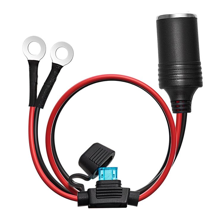 Chanzon 12V / 24V Power Supply Car Plug Outlet - 3Ft/6Ft Ul 16Awg Cable With 15A Fuse - Heavy Duty Dc Cigarette Lighter Female Socket Extension With Perforated Terminal Direct Battery Type