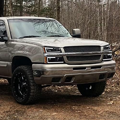 Pit66 Led Headlight Assembly Compatible With 03-06 Chevy Avalanche 1500 2500/Silverado 1500 2500 3500 1500Hd 2500Hd(Fit For With