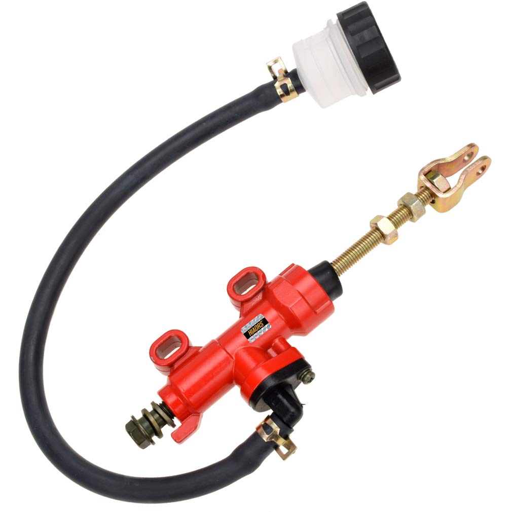 Hiaors Rear Brake Master Cylinder With Reservoir For Powersports 98Cc 3.0Hp Ck100 Kt196 Buggy Go Kart Red
