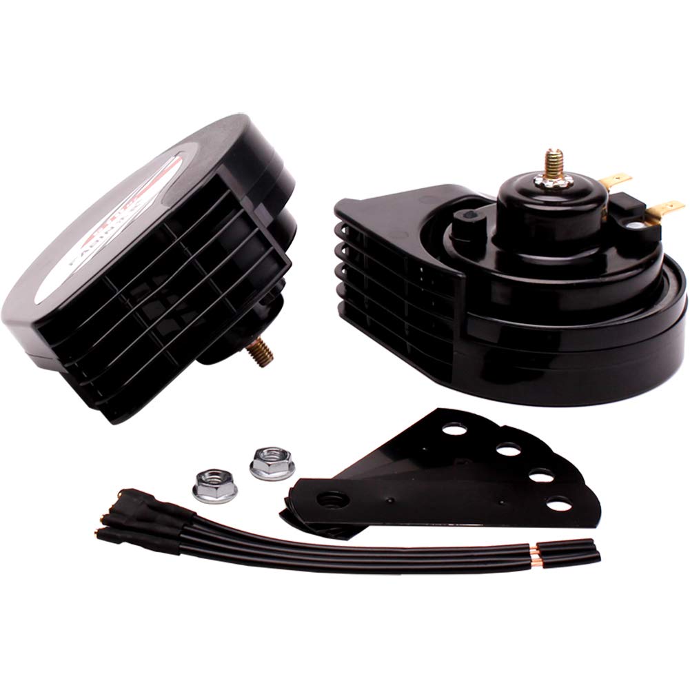 Farbin Compact Horn 12V Waterproof Car Horns Loud Dual-Tone Electric Snail Horn Kit Universal For Any 12V Vehicles