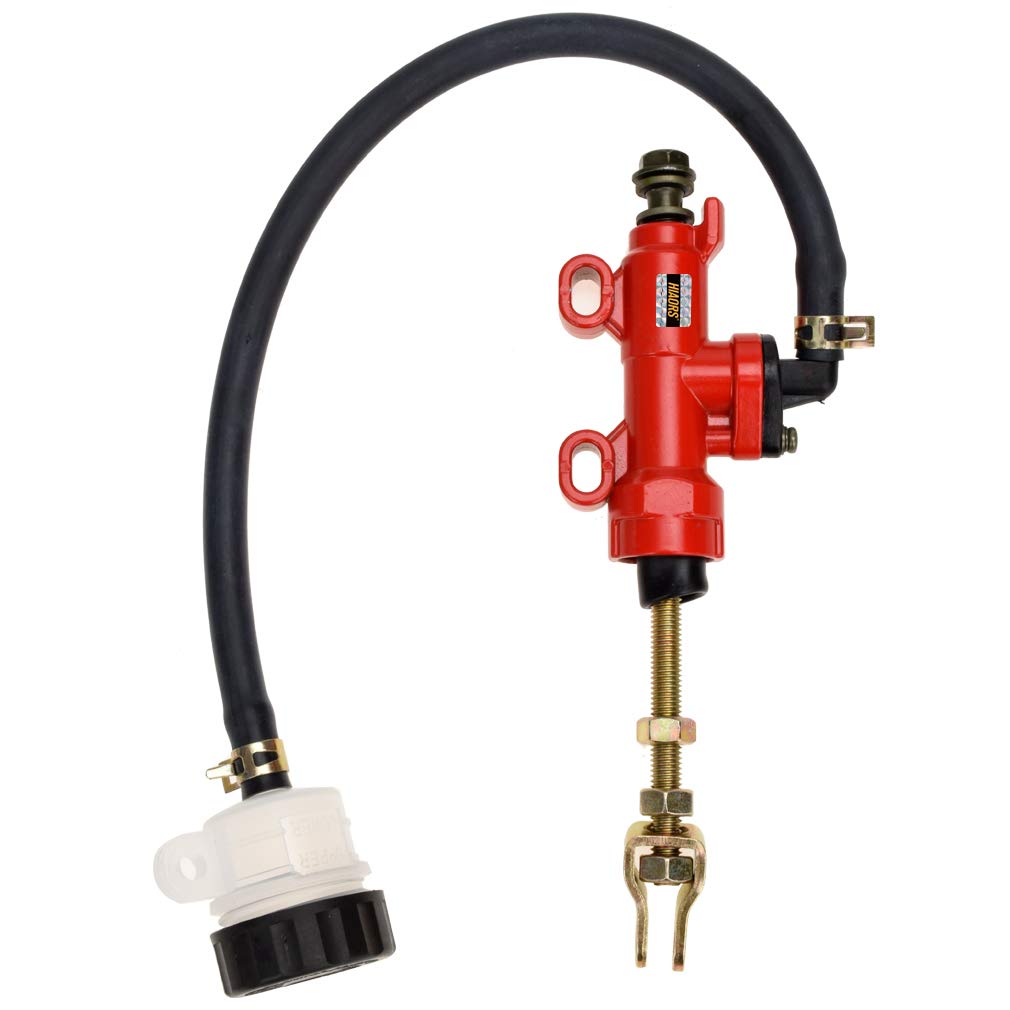 Hiaors Rear Brake Master Cylinder With Reservoir For Powersports 98Cc 3.0Hp Ck100 Kt196 Buggy Go Kart Red
