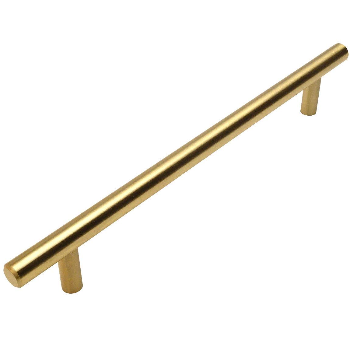 10 Pack - Cosmas 305-224BB Brushed Brass Cabinet Hardware Euro Style Bar Handle Pull - 8-7/8' Inch (224mm) Hole Centers, 11-3/16' Overall Length