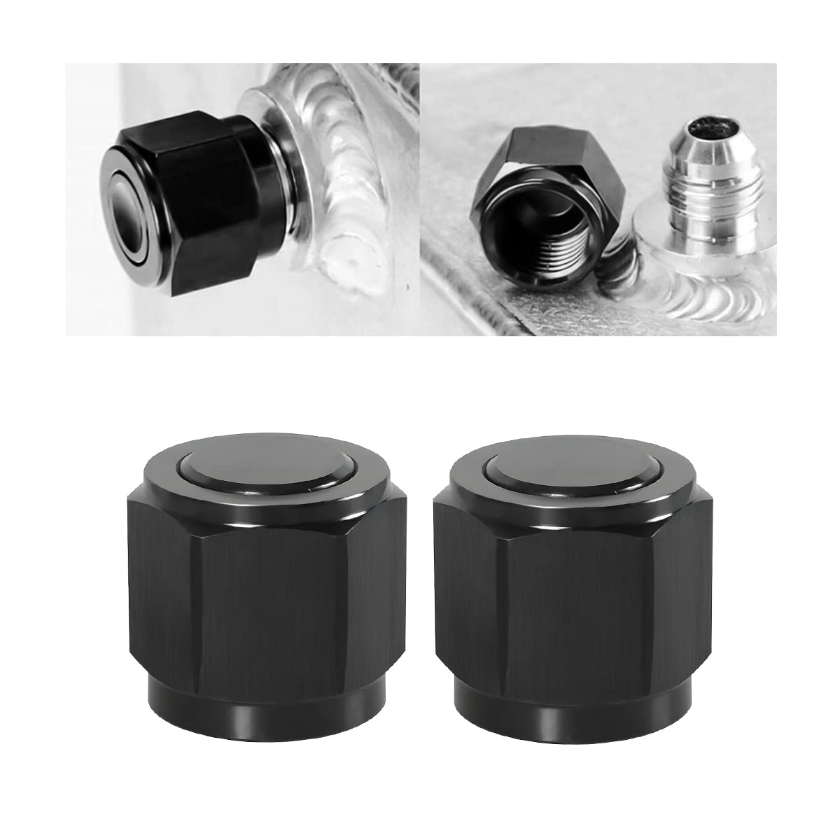 10An Female Flare Cap Block Off Fitting Plug, 2Pcs Aluminum Swivel Hex Head Nut Port Adapter, Automotive Modification Accessories For Fuel Oil Line