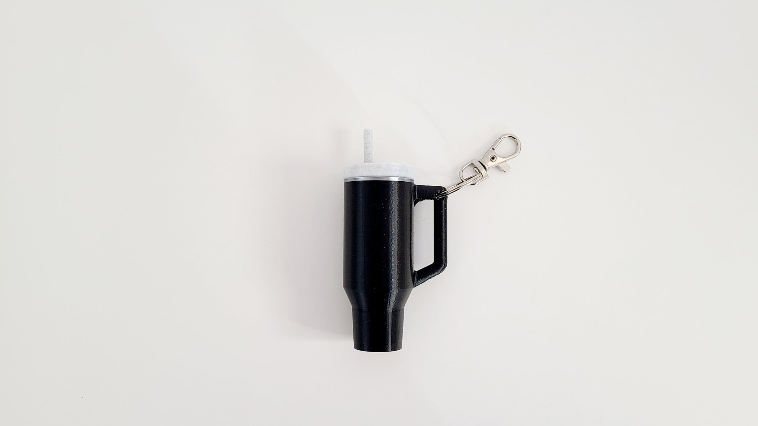 Miniature Stanley Tumbler Cup Replica Keychain - 3D Printed Desk Accessory (Twinkling Black)