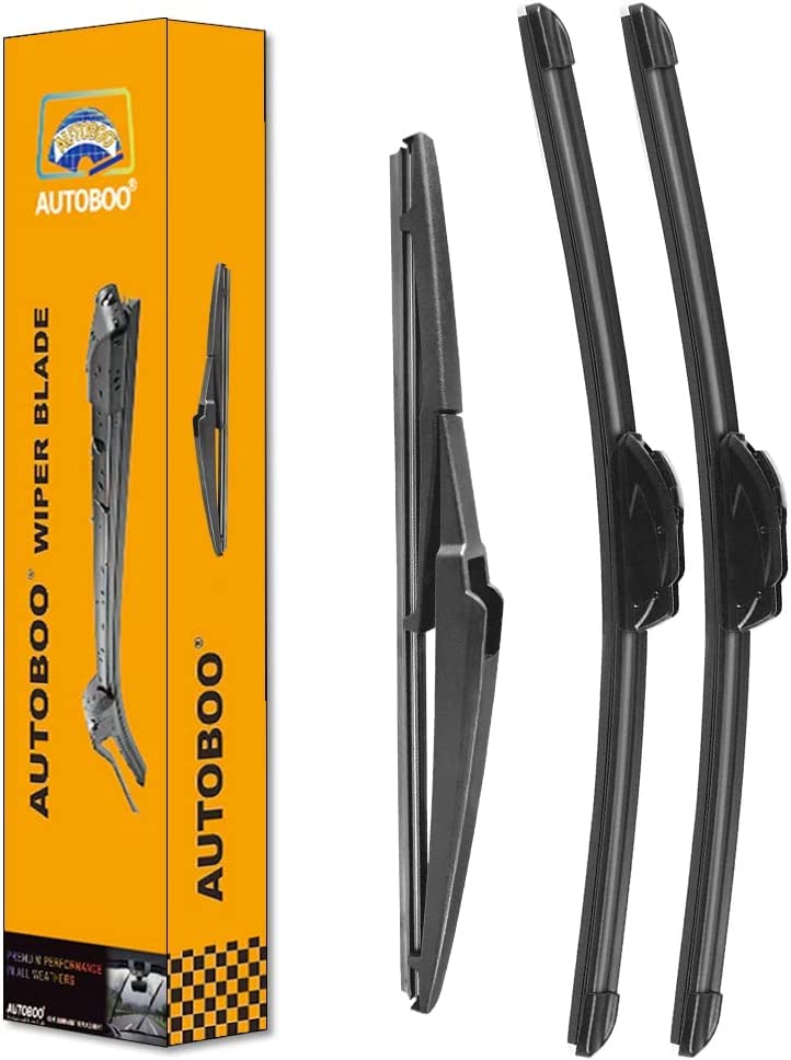 Autoboo 24''+14'' Windshield Wipers With 12'' Rear Wiper Blades Replacement For Fiat 500 2011 2012 2013 2014 2015 2016 2017 2018
