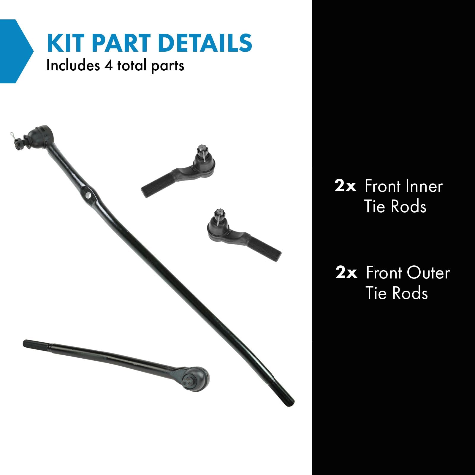 Trq Steering Inner & Outer Tie Rod End Drag Link Lh Rh Set Of 4 For Ford Van