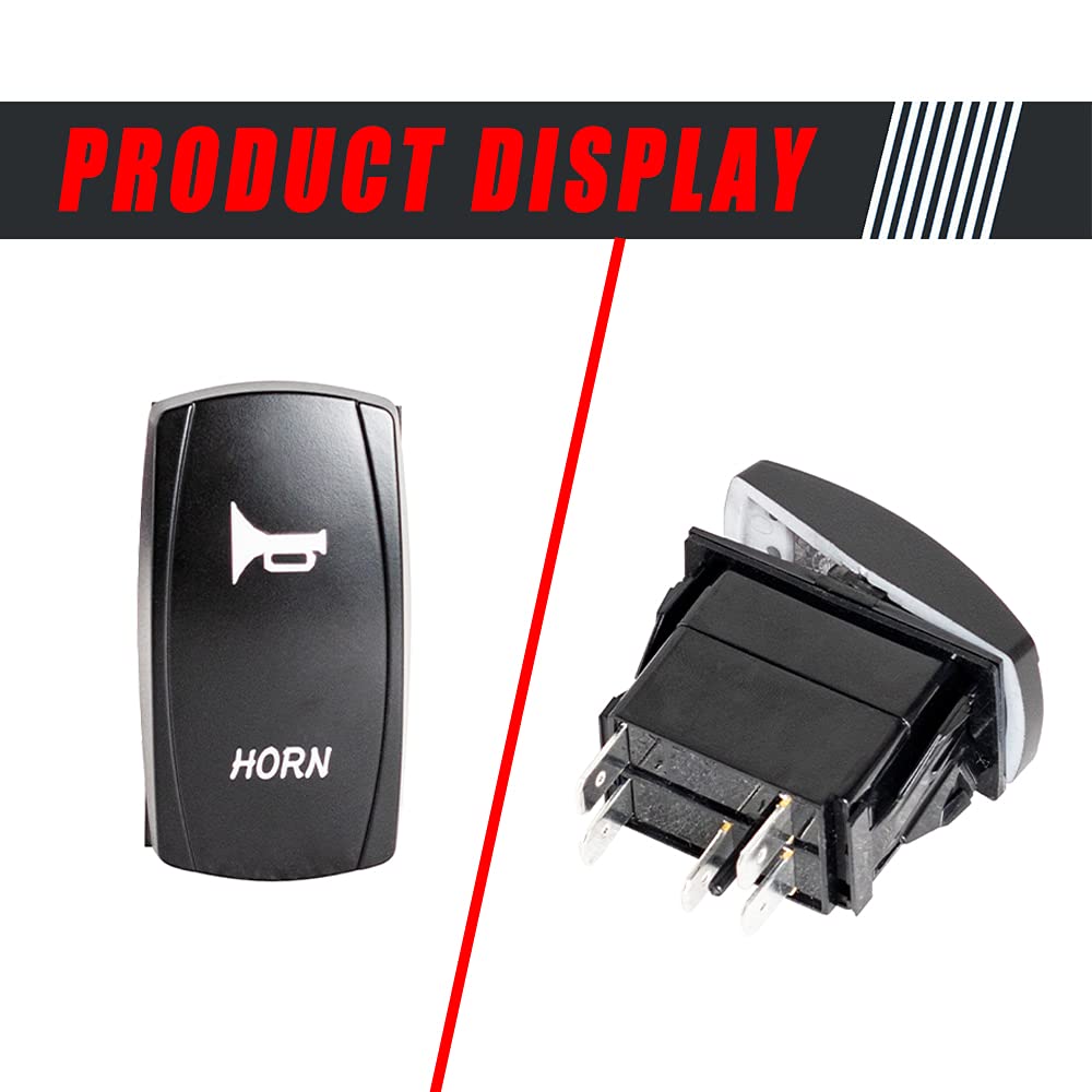 12V Universal Utv Horn Kit With Blue Rocker Switch Compatible With Polaris Ranger Rzr, Can Am Maverick, Kawasaki, Etc