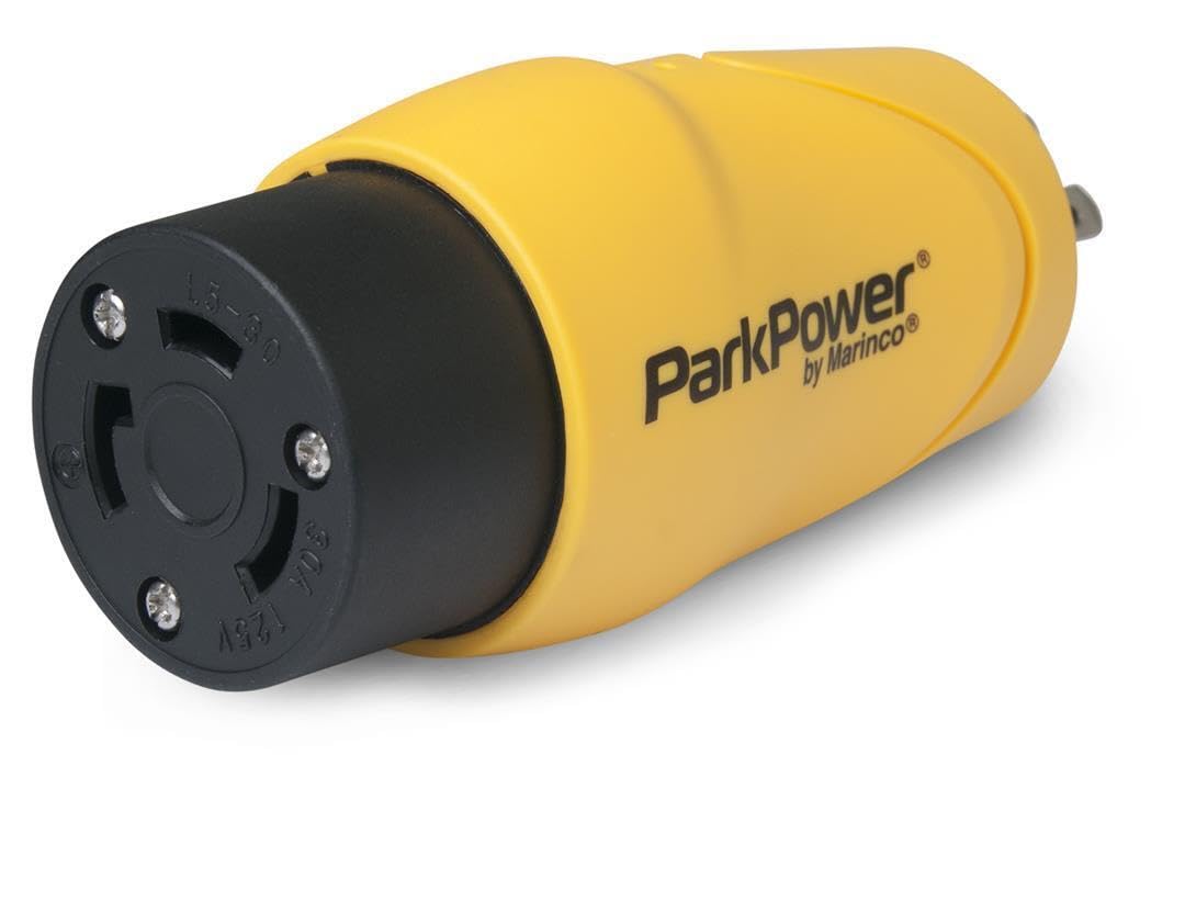 Marinco Parkpower S15-30Rv 15 Amp, 125V Straight-Blade Male Plug To 30 Amp, 125V Locking Female Side One-Piece Twist-Lock Adapte