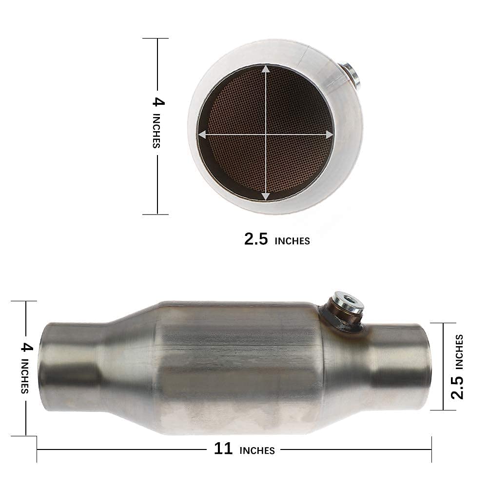 Mayasaf 2.5'' Inlet/Outlet Universal Catalytic Converter, With O2 Port?Epa Compliant?