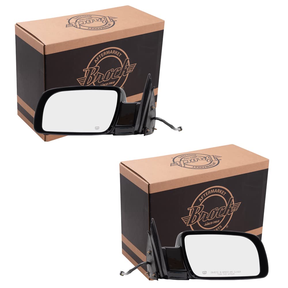 Brock Replacement Driver and Passenger Set Power Side Door Mirrors Heated Compatible with 88-00 C/K Pickup Truck 15764747 15764748
