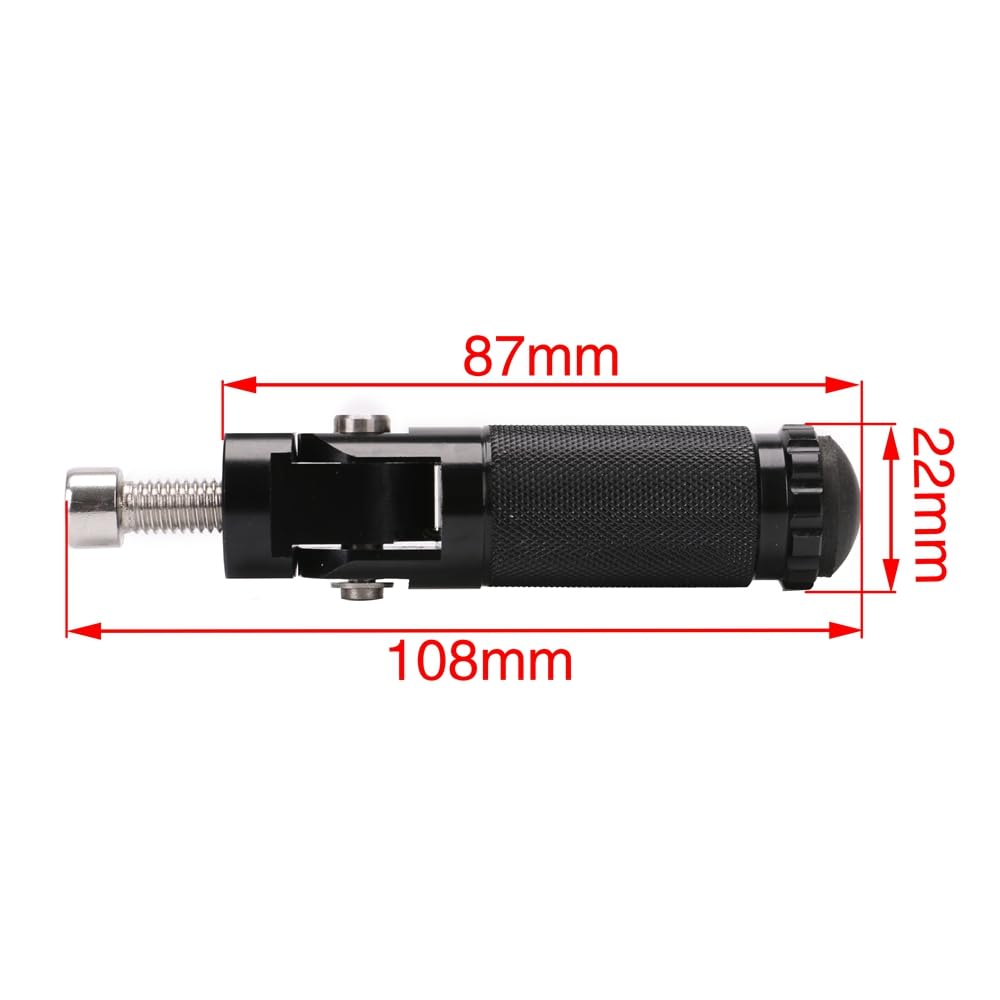 Pacewalker Cnc Motorcycle Foot Peg Universal Aluminum Pedals For Motorcycle Electric Car 8Mm 90 Degree Folding Support Rod 2Pcs (Black)