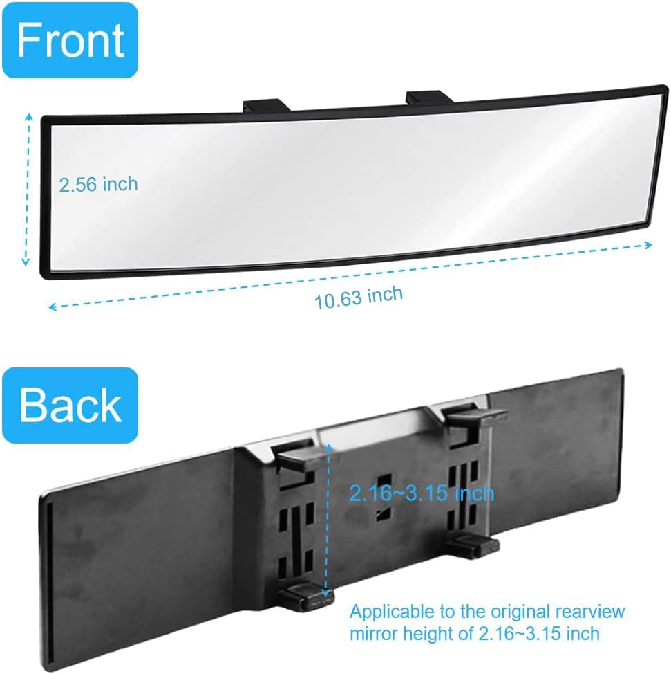 OBTANIM Car Rearview Mirror 10.6 Inch HD Glass Anti Glare Clip On Panoramic Wide Angle Car Interior Rear View Mirror Accessories