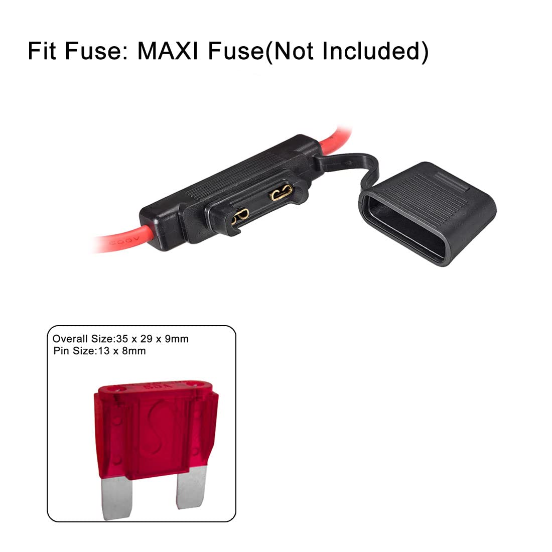Uxcell Fuse Holder In-Line 8 Gauge Awg Waterproof Fuse Holder Black 2Pcs For Maxi Fuse