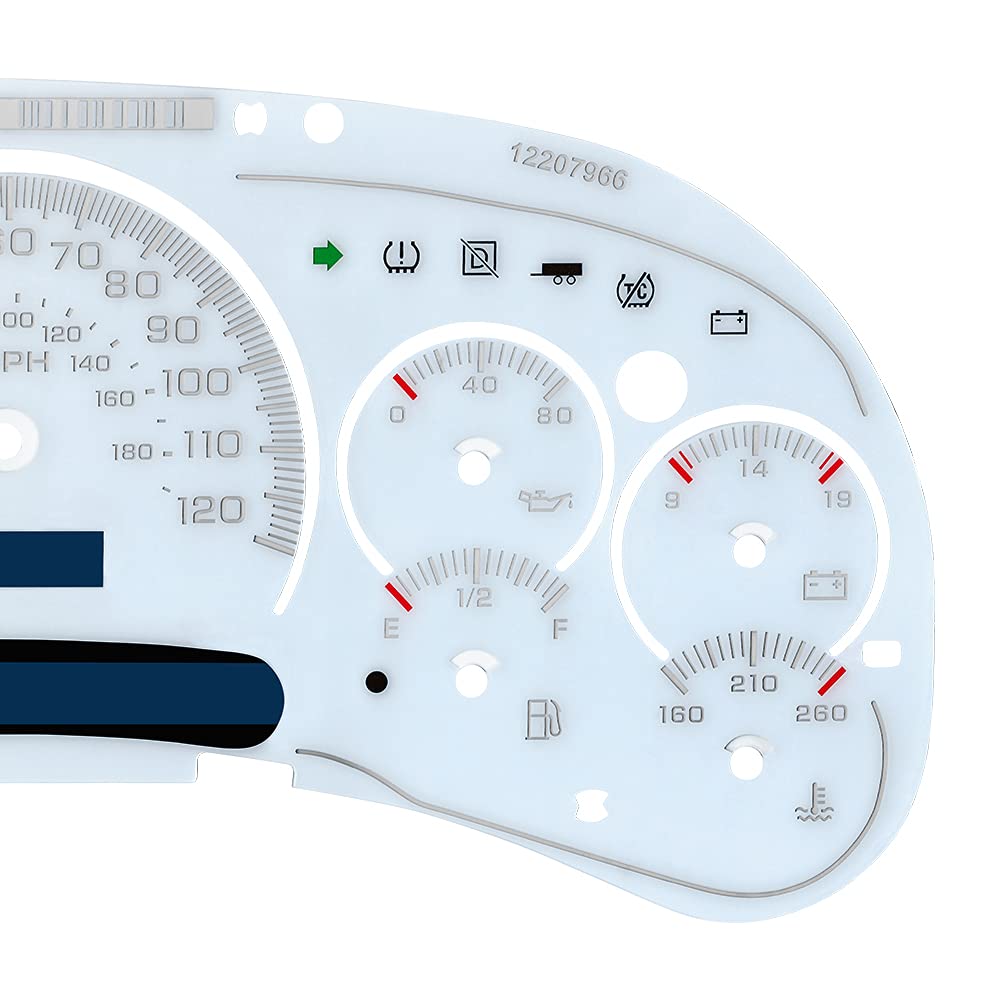 Benet White Gauge Face Overlay Led Version Trans Temp Compatible With 03-05 Gm Silverado Sierra Yukon