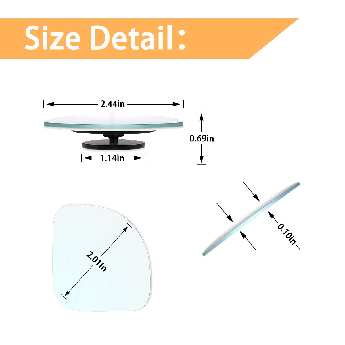 Car Blind Spot Mirror, Fan Shaped Hd Glass Frameless Stick On Adjustabe Few Convex Wide Angle Rear View Mirror For Car Blind Spot, Pack Of 2 (Fan Shape)