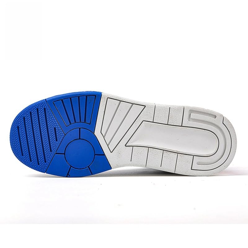 Bofucn Motorcycle Leather Boots,Street Riding Shoes,Anti-Slip Side Zipper Shoes For Men And Women (Black/Blue, Adult, 6 Men/7 Wo