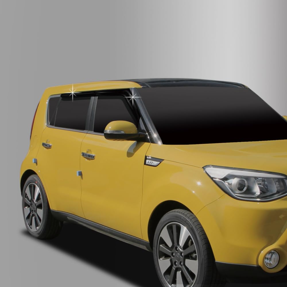 Autoclover Tape-On Rain Guards Window Visors 4 Pcs Set For Kia Soul 2014 2015 2016 2017 2018 2019 / Window Deflectors, Out-Chann