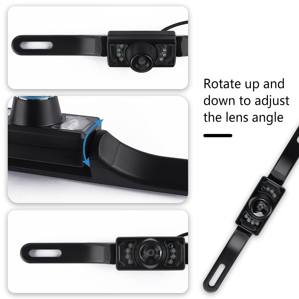 Back Up Camera For Cars With 8 Light,Hd Night Vision License Plate Backup Camera With 170 Wide Angle,Universal Rear View Camera