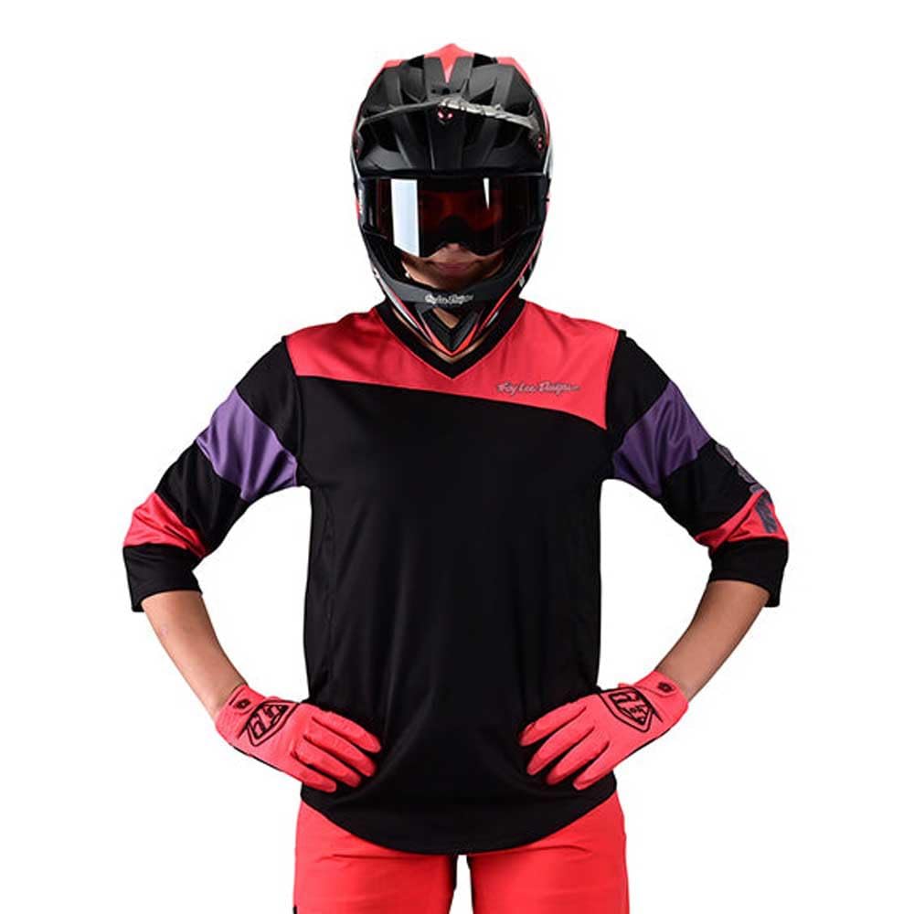 Troy Lee Designs Cycling MTB Bicycle Mountain Bike Jersey Shirt for Women, Mischief Rugby (Firecracker, Large)