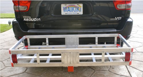 MaxxHaul 70108 Aluminum Cargo Carrier With High Side Rails- Trailer Hitch Mount For RV's, Trucks, SUV's, Vans, Cars With 2' Hitch Receiver - 500-lb Load Capacity, Grey, 49' x 22.5'