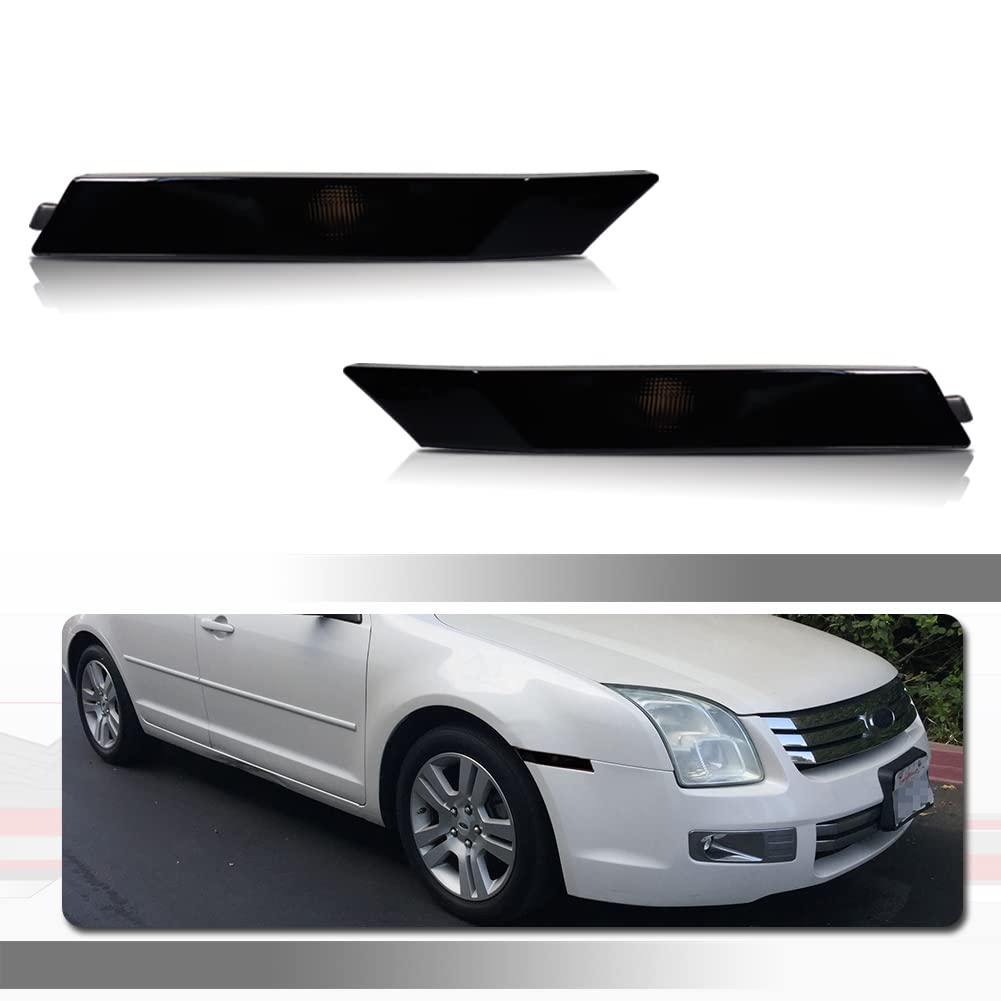 Tonsya Smoked Lens Black housing Compatible With 2006-2009 Ford Fusion & Mercury Milan Front Bumper side Marker housing CH255111