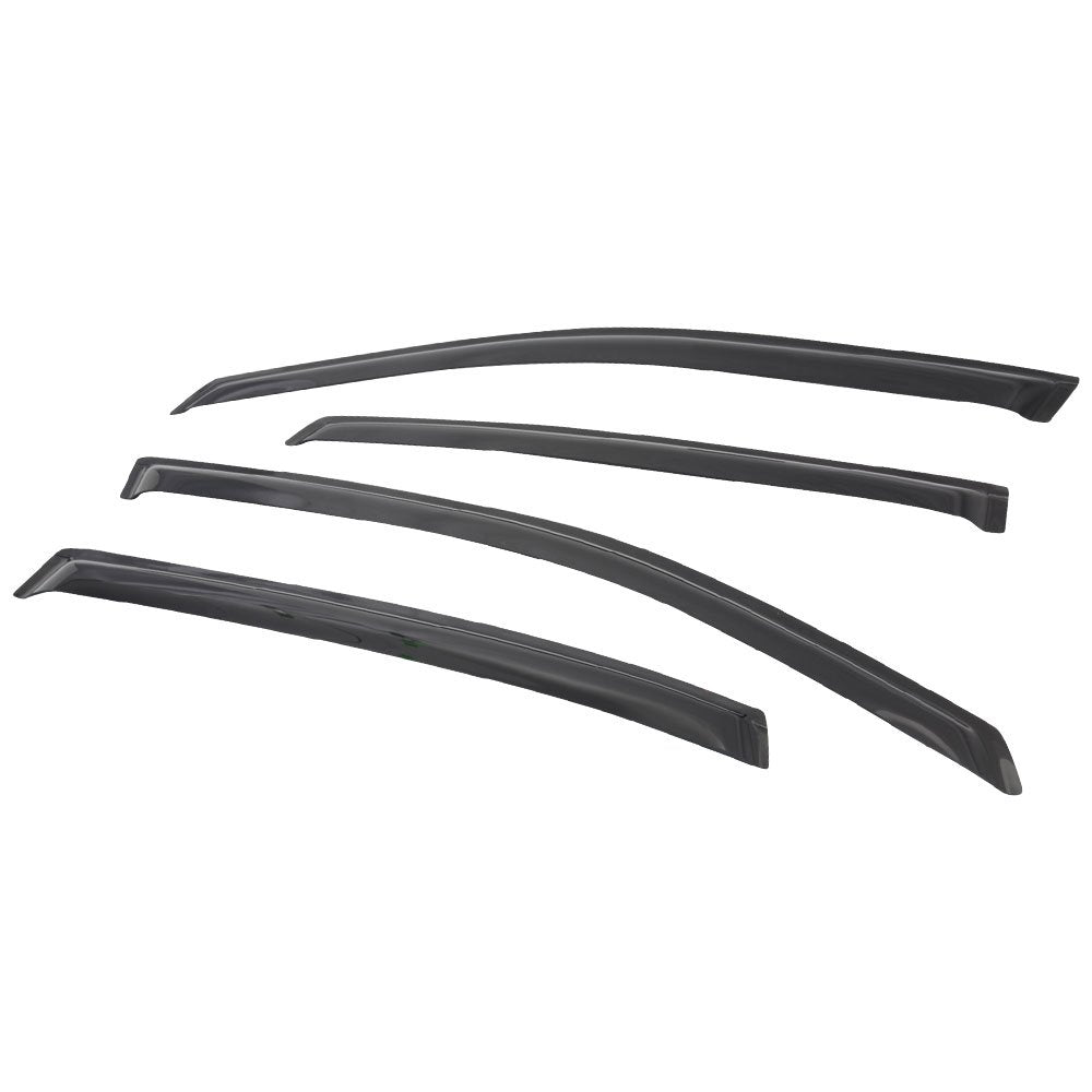 IKON MOTORSPORTS Tape On External Window Visor, Compatible with 2000-2005 Chevy Impala, Slim Style Acrylic Smoke Tinted & Semi-T