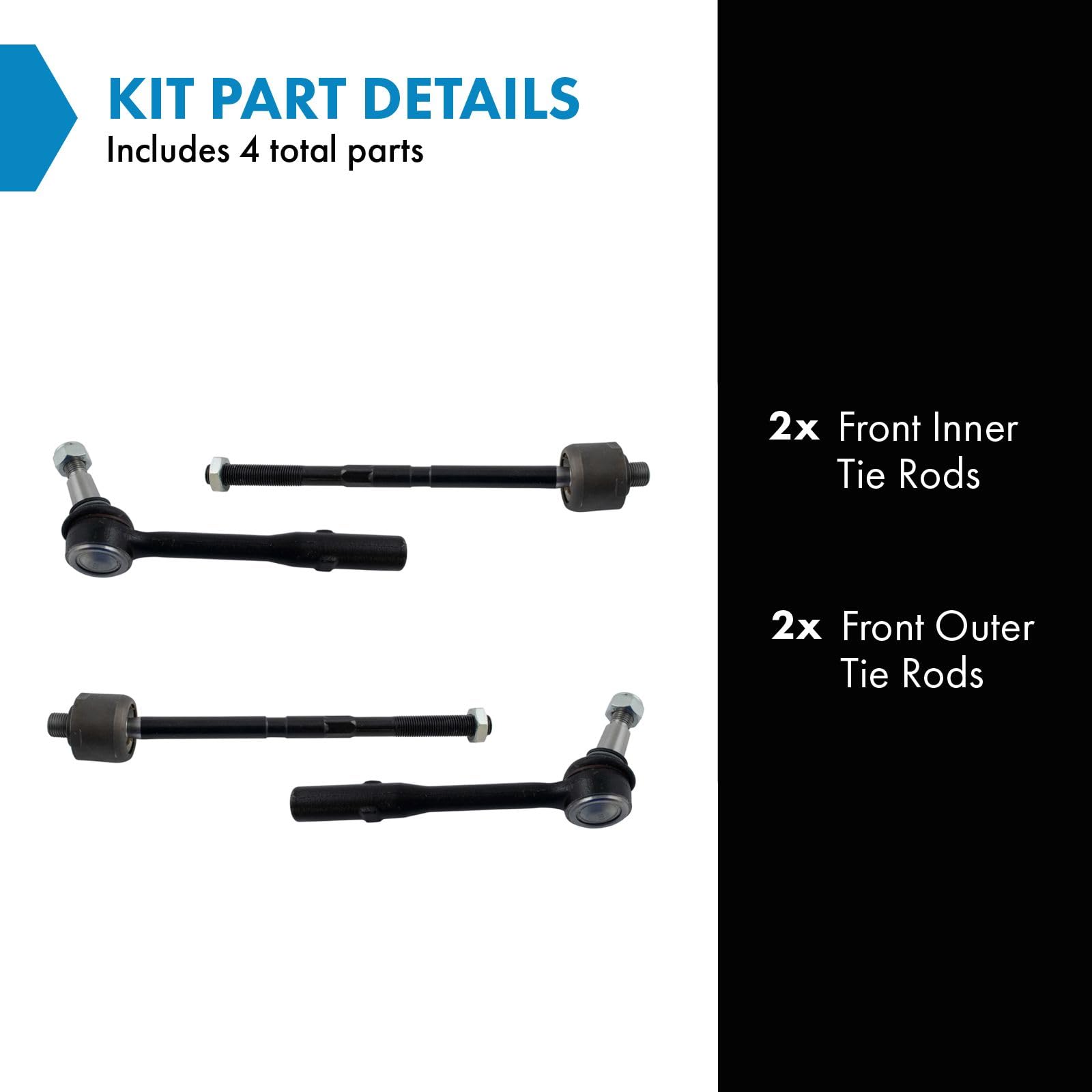 Trq Front Tie Rod Set Compatible With 2007-2008 Mercedes-Benz Cl550 2007-2014 Cl600 2008-2014 Cl63 Amg Cl65 Amg 2010-2013 S400 2