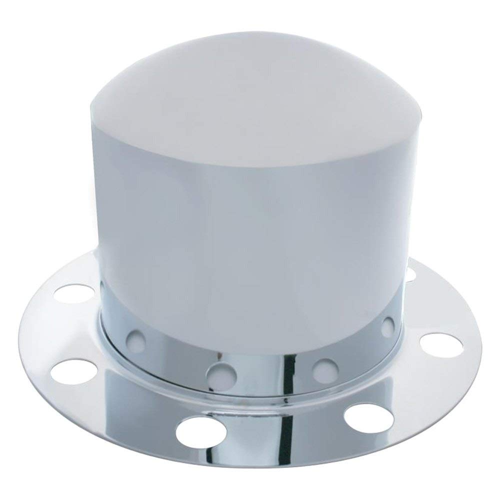 United Pacific 10222 - Axle Hub Cover - Chrome Dome Rear Axle Cover 2Pc Kit With 33Mm Nut Cover - Steel/Aluminum Wheel