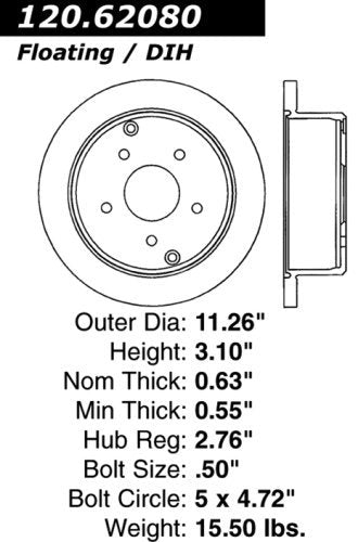 Stoptech 120.62080 Premium Brake Rotor