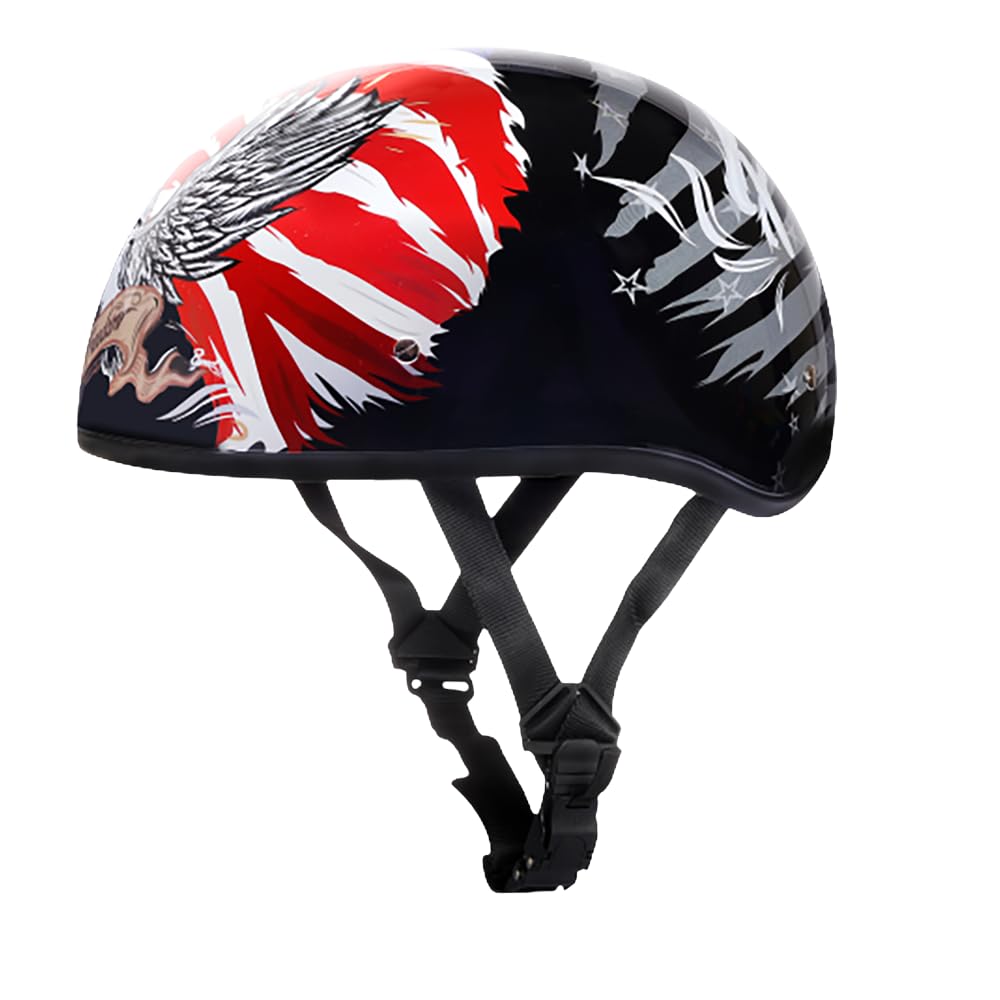 Daytona Helmets Motorcycle Half Face Helmet - Dot Approved Skull Cap Motorcycle Helmet For Men - Patriotic Eagle Usa Graphics Be