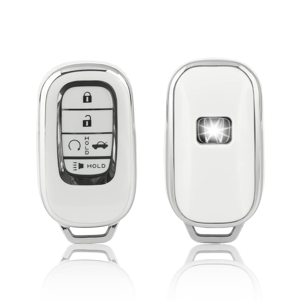 1797 Key Fob Cover For Honda Civic 2022 2023 Cr-V Hr-V Accessories Car Remote Case Shell Protector Women Men 5 Button White Silver Tpu