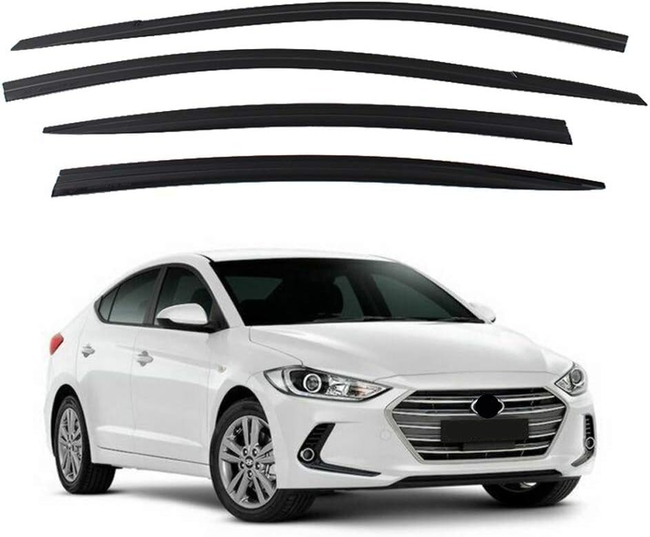 Safe Smoke Window Visor Sun Rain Vent Guard 4 Pcs Set Out Channel Visor Compatible With Hyundai Elantra (Elantra 2017~2018 Smoke