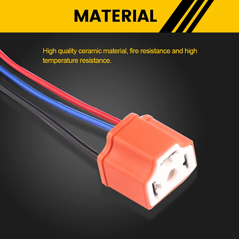 Qasim H4 Hb2 9003 Wiring Harness Headlight Socket Heavy Duty Ceramic Headlight Connector For Car Truck Boat Marine Headlight Fog