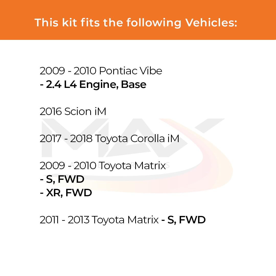 Max Advanced Brakes Front & Rear Brake Kit For 2009 2010 Pontiac Vibe 2017 2018 Toyota Corolla Im 2009-2013 Matrix Replacement Cross Drilled Disc Brake Rotors And Ceramic Brake Pads