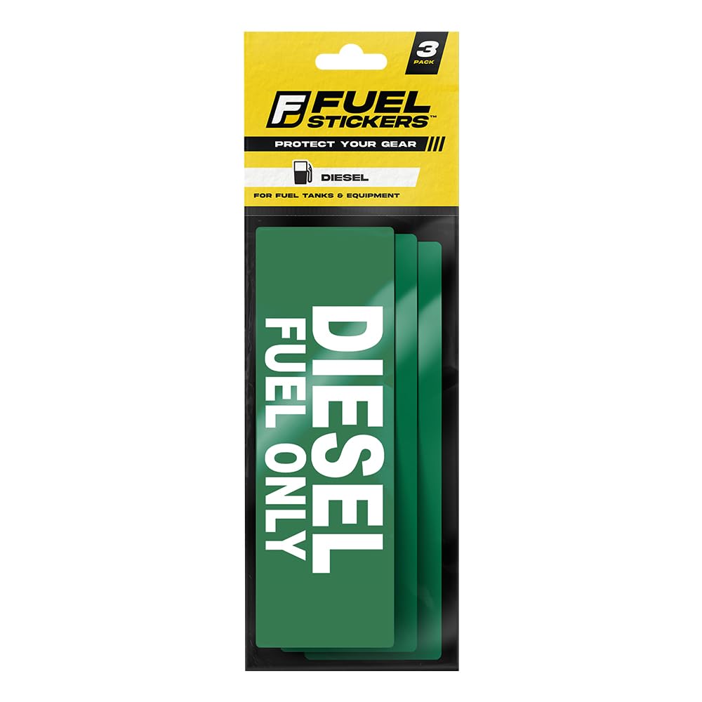 Diesel Only Sticker - 3-Pack - Fuel Identification Labels For Fuel Tank, Tractor, And Heavy Equipment - Weatherproof, Ultra-Dura