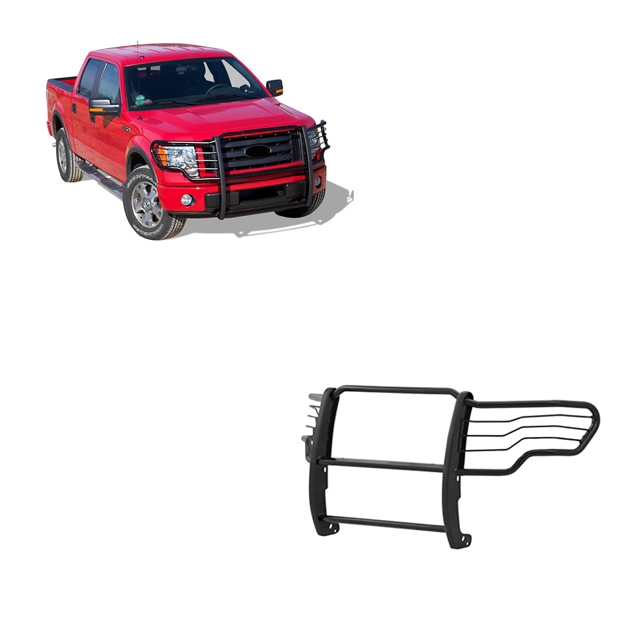 Black Horse Grille Brush Bumper Guard Modular Black Compatible With 2009-2014 Ford F-150-17Fp30Ma