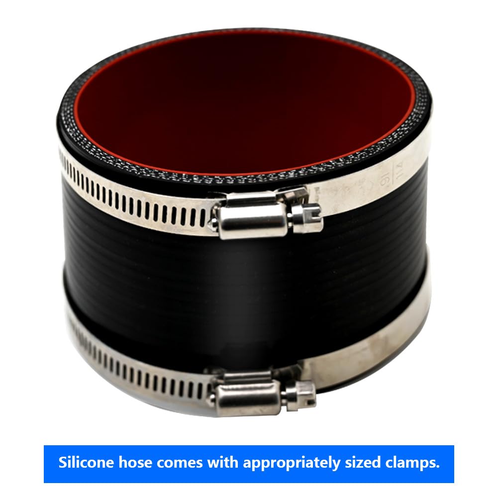 3.0' Id Straight Silicone Hose Coupler With 2 Ss304 Worm Clamps, High Temp 4-Ply Reinforced 5Mm Wall 3.0' Length(Qty 1) For Pipes Connecting…