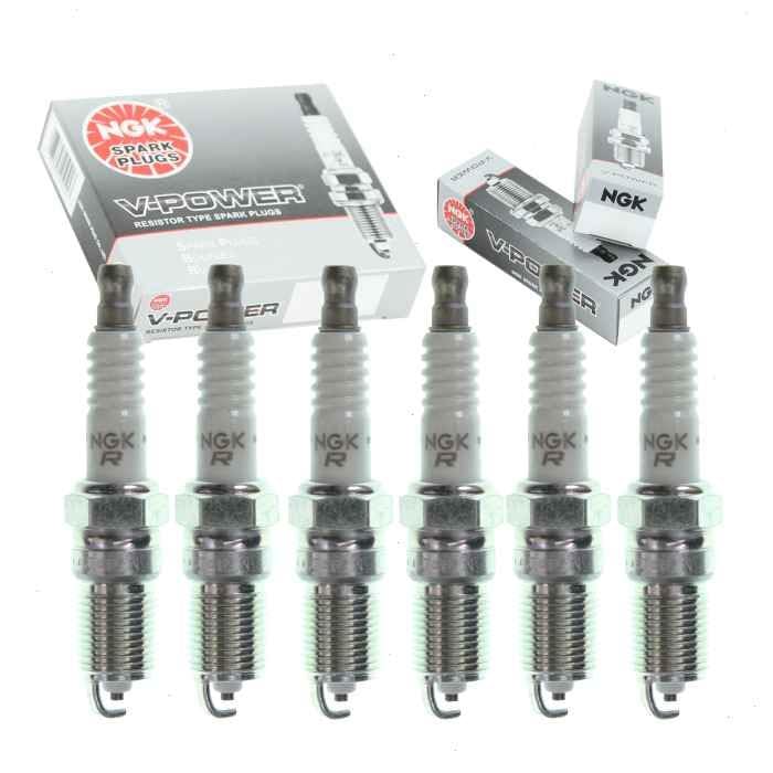 6 pc NGK V-Power Spark Plugs compatible with Chevrolet Equinox 3.4L V6 2005-2009