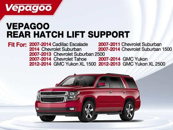 Vepagoo 6156 Rear Hatch Liftgate Strut Fit For 2007-2014 Cadillac Escalade, 2007-2014 Chevrolet Suburban 1500 2500, 07-14 Chevro