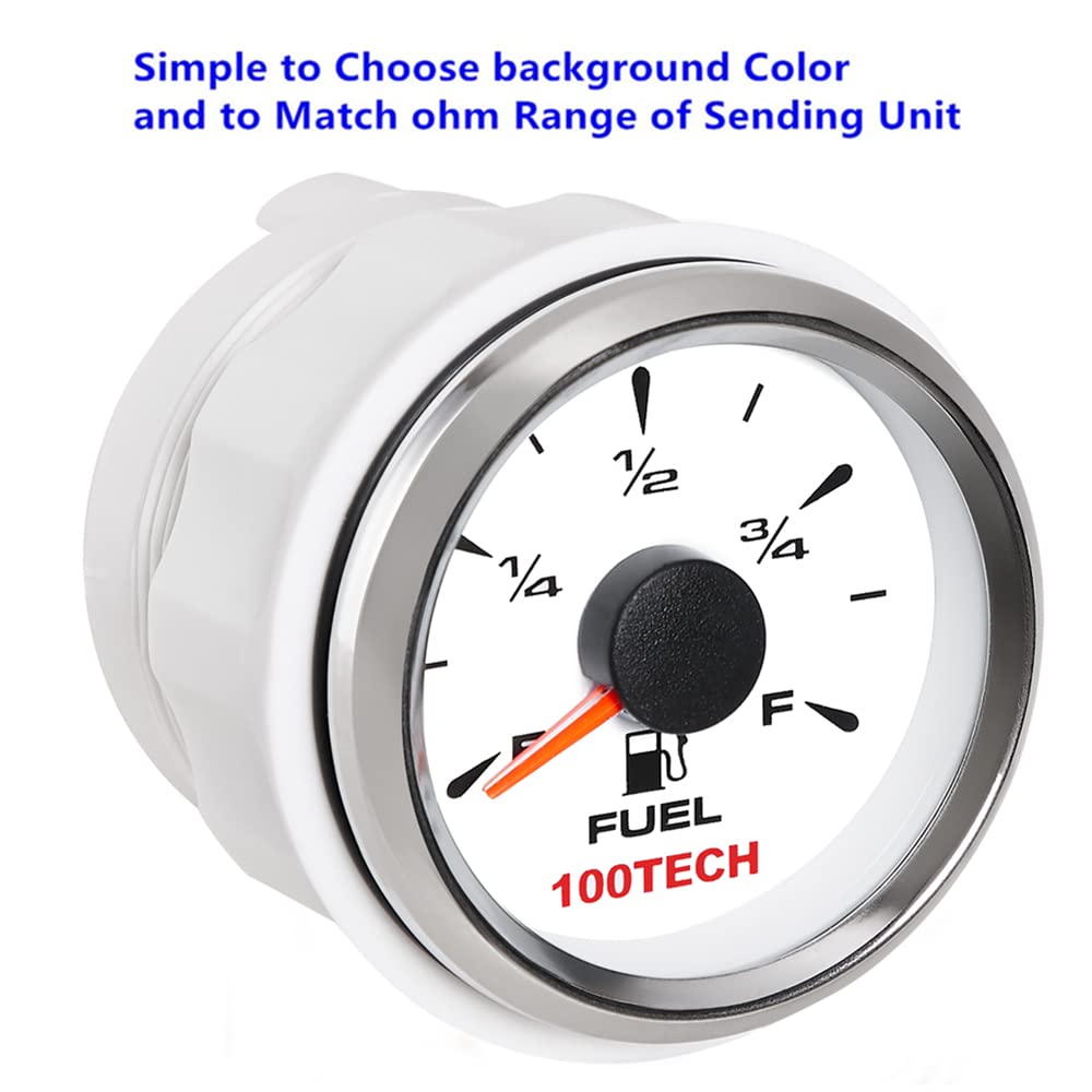 100Tech Marine Fuel Gauge Boat Gauge Fuel Gauge Aftermarket Fuel Level Gauge Marine Automotive Replacement Gauge 240-33Ohm 0-190