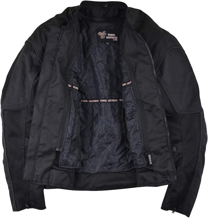 Vance Leather Airflow Mens Silver/Black All-Season Reflective Mesh & Textile Motorcycle Jacket W/Ce Armor & Removable Liner (Silver, 3X-Large)