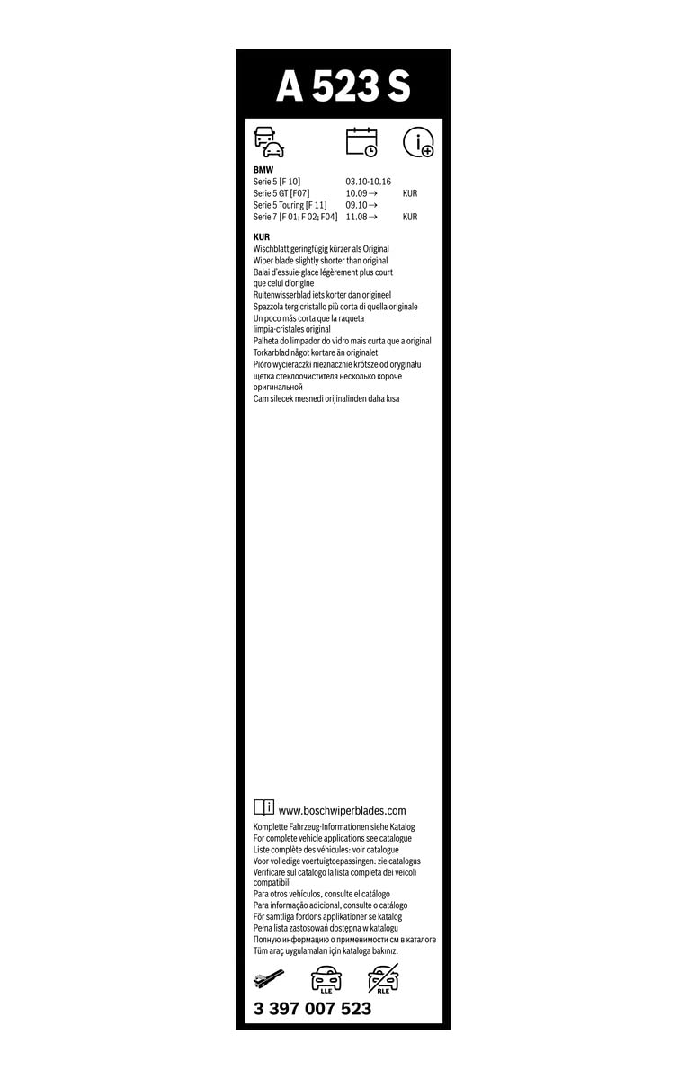 Bosch Bmw 5 7 Aerotwin Front Wiper Blades Pair 650/450Mm 26 18 A523S 2008-