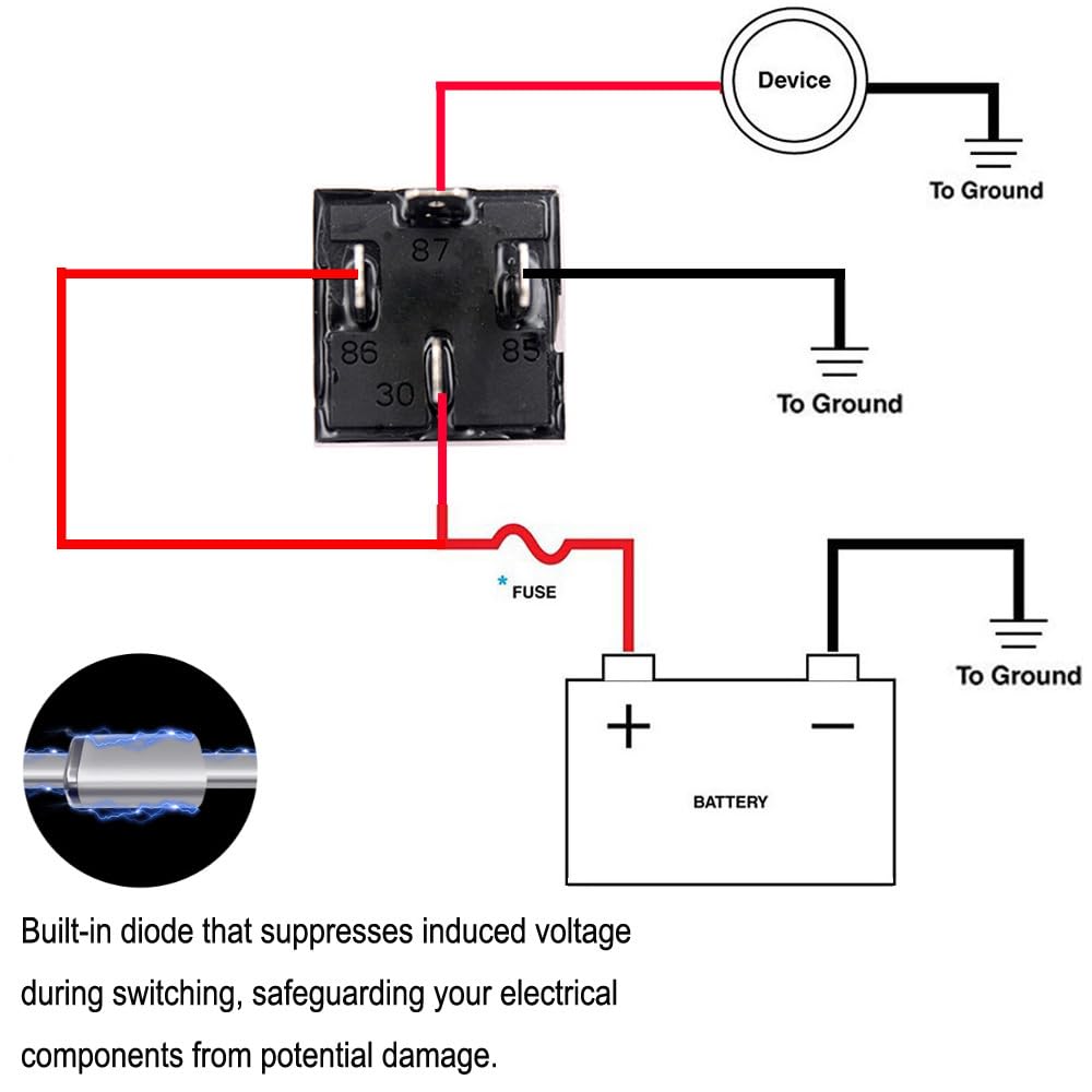 Gebildet Jd1912 Car Relay With Diode 12V 40A 4 Pin Spst 12Awg For Automotive Truck Van Motorcycle Boat (Pack Of 25)