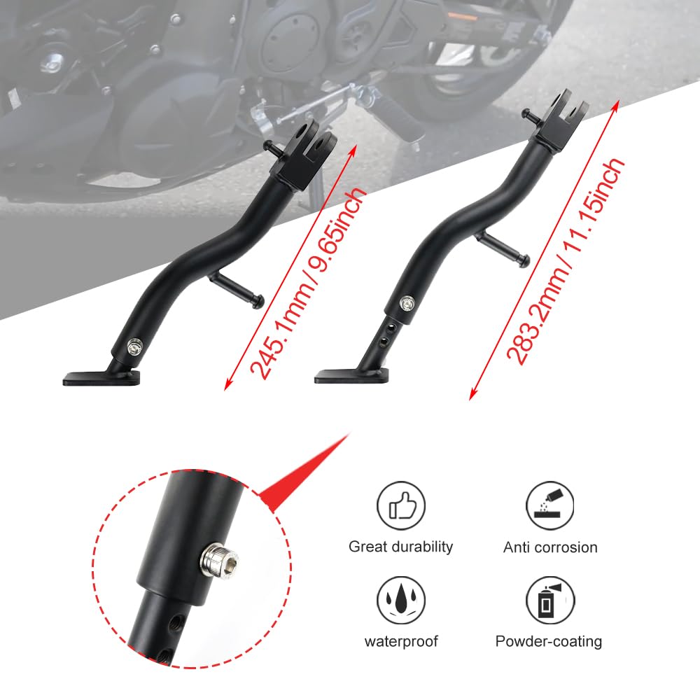 Xitomer 0-1 Inch Motorcycle Adjustable Kickstand Fit For 2023 2022 Klr650 2008-2018 Klr650 Adjustable Side Stand (Adjustable 0-2