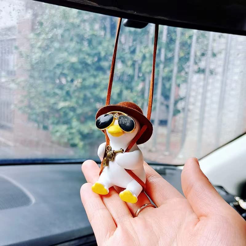 Swing Duck Car Hanging Ornament, Super Cute Swinging Ducks Mirror Hanging Accessories, Auto Decoration Rearview Mirror Pendant F