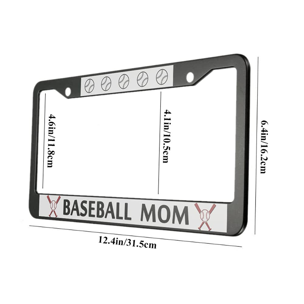 Ofloral Baseball Mom Aluminum Alloy License Plate Frame Black Red Baseball And Bat Applicable To Us Standard Car Metal Car Tag F