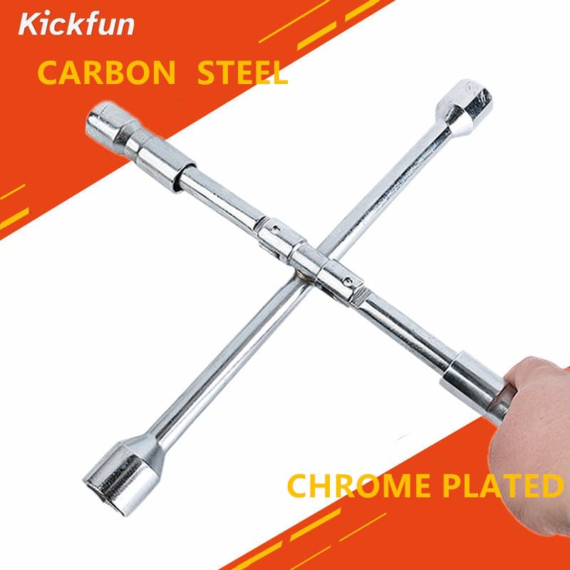 Kickfun 14-Inch Universal Foldable Lug Wrench Wheel Wrench (17Mm, 19Mm, 21Mm & 23Mm) Wheel Brace For Car Wheel Nut Wrench Labor