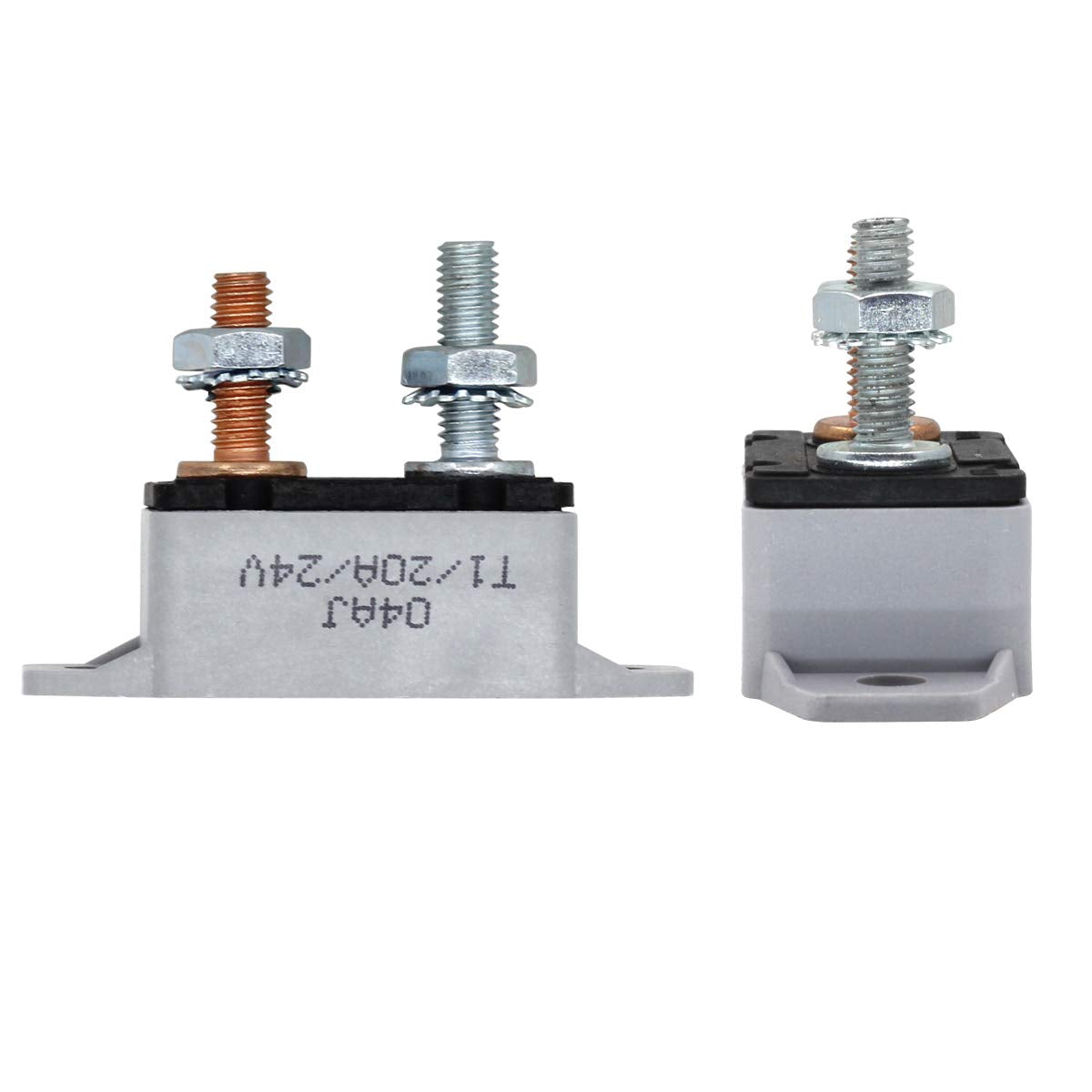 Rkurck 12/24V Stud Bolt Type 20A Automatic Reset Circuit Breaker With Red Cover