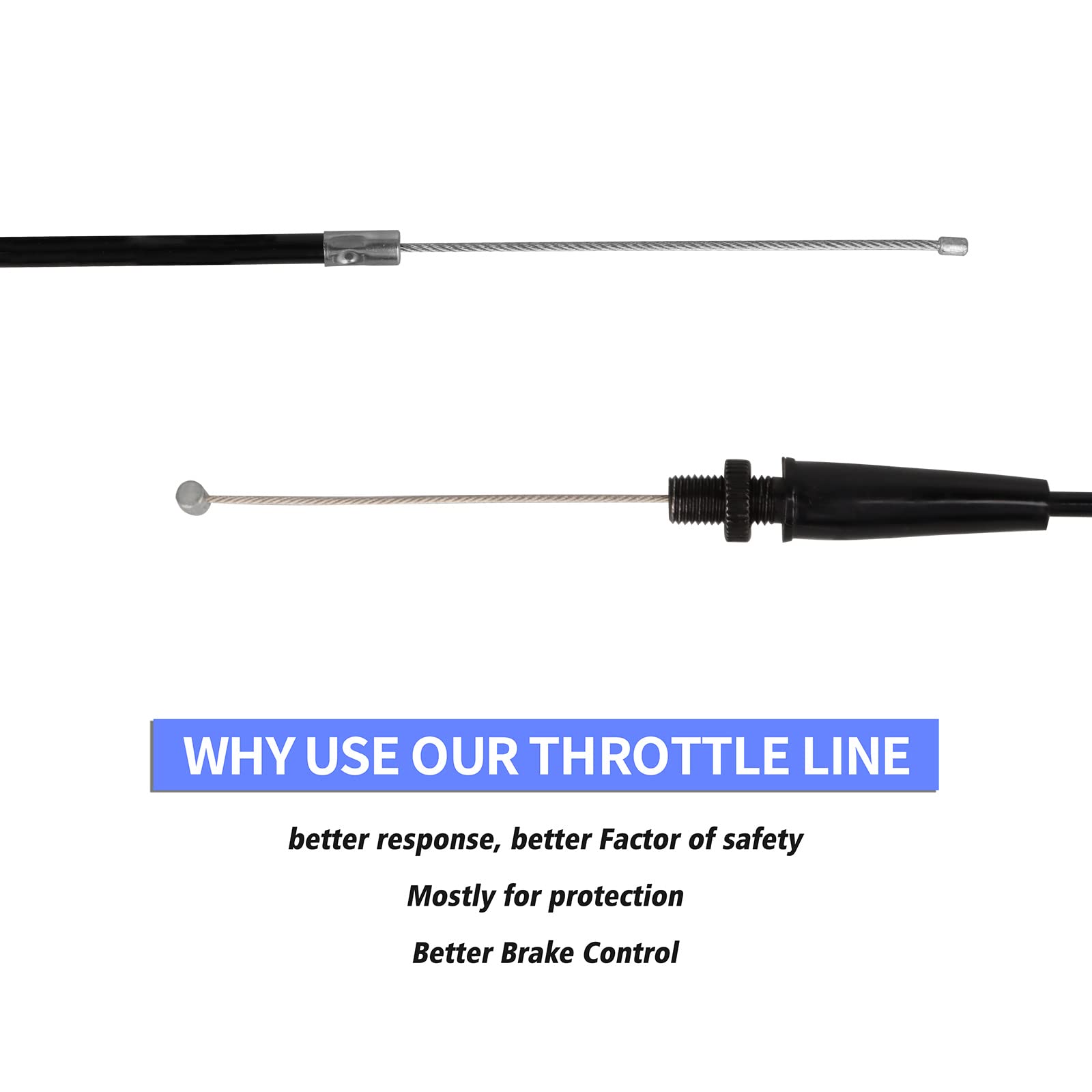 NIBBI Throttle Cable 93.5cm, Universal Replacement Motorcycle 36.8'' Adjustable Throttle Cable, For Dirt Bike Pit Bike YAMAHA Ka